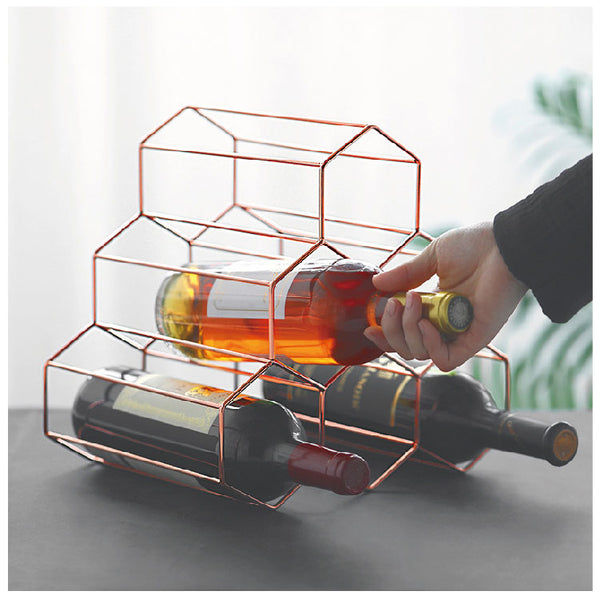 Botellero Geométrico de Metal - Diseño Minimalista para Vino