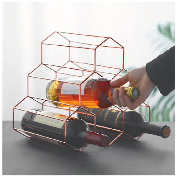 Botellero Geométrico de Metal - Diseño Minimalista para Vino