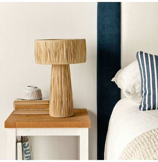 Lámpara de Mesita Retro Tejida a Mano en Ratán para Dormitorio - Image 22