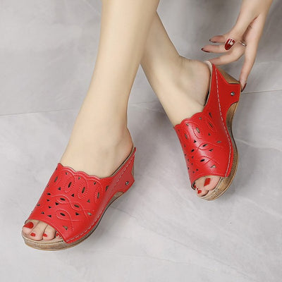 Sandalia Cuña Slip-On con Punta Abierta para Mujer