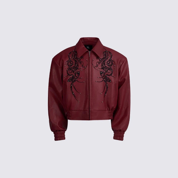 Abrigo de Cuero PU con Tachas Metálicas - Estilo Street