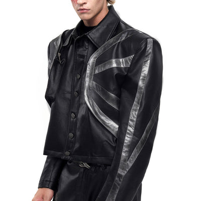 Chaqueta de Cuero Negra Estilo Vintage Desgastado - Image 2