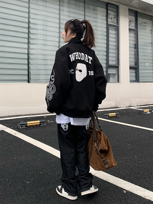 Chaqueta Suelta Estilo Street con Letras - Image 3