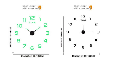 Reloj de Pared Silencioso con Luz Nocturna y Adhesivos Decorativos - Image 6