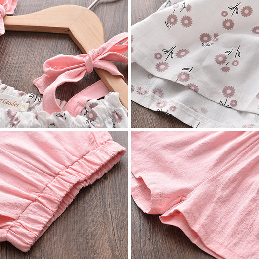Traje Floral de Dos Piezas con Tirantes para Niña Pequeña - Image 9