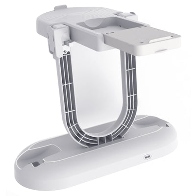 White ABS charging and storage stand for PS VR2 handles and glasses, with a U-shaped support and two charging docks. - Image 3
