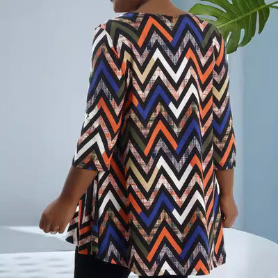Blusa Casual Estampada Talla Grande Suelta Cuello Redondo - Image 3