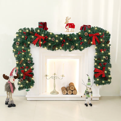 Decoración Navideña de Ratán con Piñas y Moños - Ambiente Festivo Premium