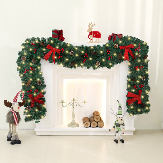 Decoración Navideña de Ratán con Piñas y Moños - Ambiente Festivo Premium