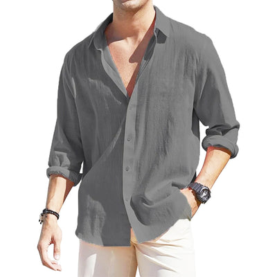 Cardigan de Lino para Hombre con Solapa y Manga Larga - Image 9