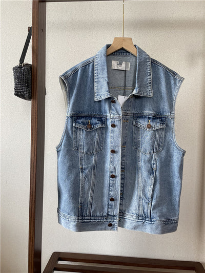 Chaleco Denim Suelto sin Mangas para Mujer - Image 9