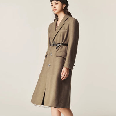 Abrigo Clásico Retro Marrón para Otoño e Invierno - Image 5