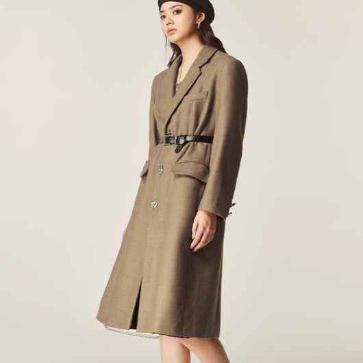 Abrigo Clásico Retro Marrón para Otoño e Invierno - Image 5