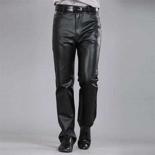 Pantalones de Cuero Genuino Slim Fit para Hombre - Cálidos y Resistentes