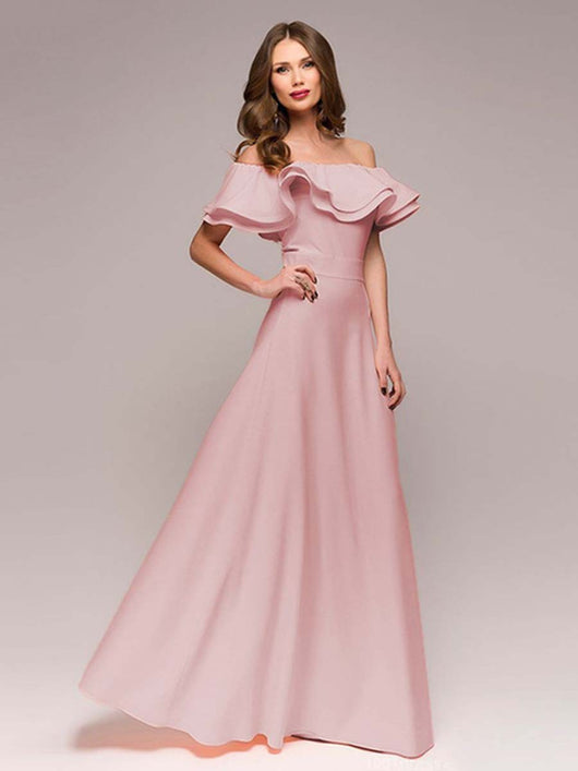 Vestido Largo Elegante Slim Fit con Hombros Descubiertos