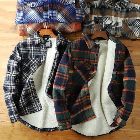 Abrigo Tipo Camisa de Piel de Cordero Forrado en Fleece