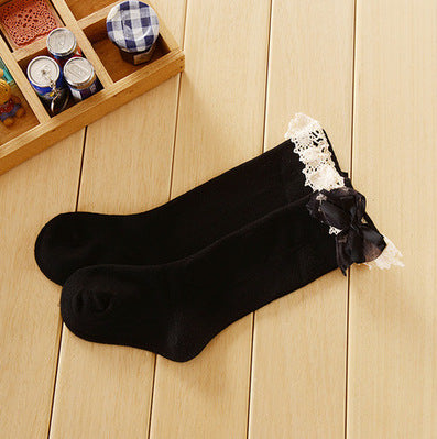 Calcetines Altos Princesa con Moño de Encaje Dulce - Image 3