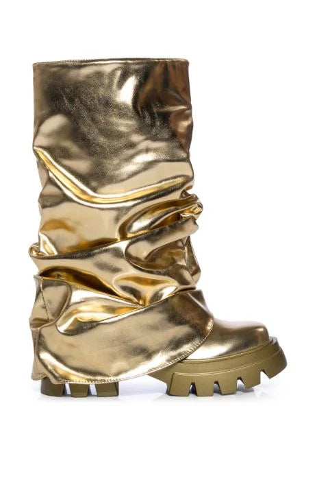 Botas Tipo Pipe de Cuero Charol con Punta Redonda - Estilo Fashion - Image 4