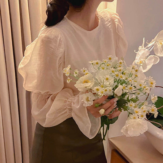 Blusa Romántica Elegante con Mangas Volantes Estilo Francés para Mujer - Image 3