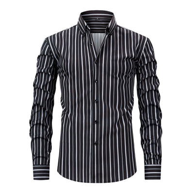 Camisa Estampada Digital a Rayas con Cuello Solapa - Manga Larga para Hombre - Image 3