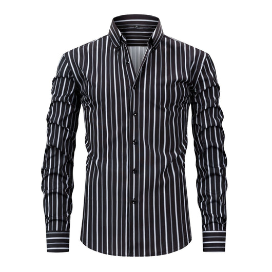 Camisa Estampada Digital a Rayas con Cuello Solapa - Manga Larga para Hombre - Image 3