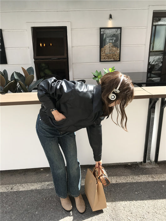 Chaqueta de Cuero Cropped Retro Americana para Mujer - Estilo Cool y Sofisticado - Image 16