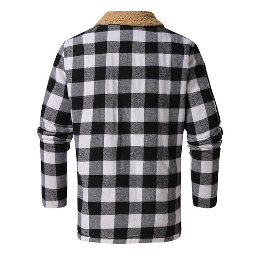 Abrigo Largo de Cuadros para Hombre con Forro Polar Suave - Image 3