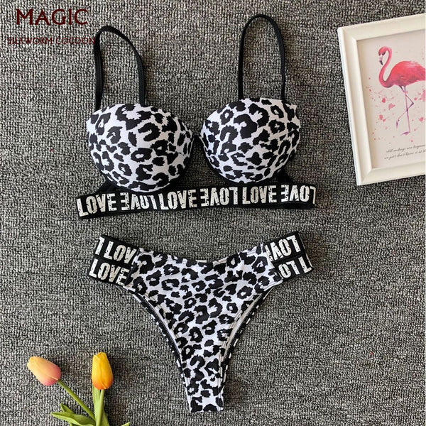 Bikini Estampado Leopardo Blanco