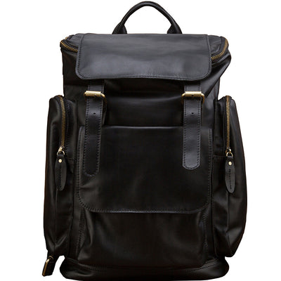 Mochila de Cuero Genuino Estilo Británico Gran Capacidad para Hombre Retro - Image 4