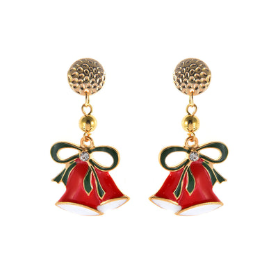Aretes Navideños Campanas Doradas con Cristales Brillantes - Image 7
