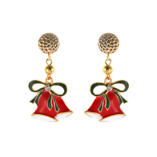 Aretes Navideños Campanas Doradas con Cristales Brillantes - Image 7