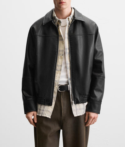 Chaqueta Biker de Cuero Sintético para Hombre - Image 9