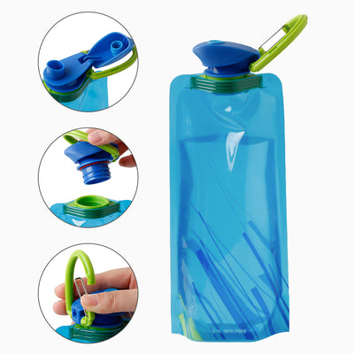 Botella de Agua Plegable Portátil con Mosquetón para Camping y Deportes - Image 4