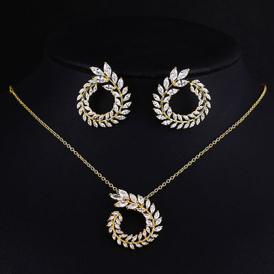 Conjunto de Joyería Nupcial Rama de Olivo - Collar y Aretes Elegancia Clásica - Image 6