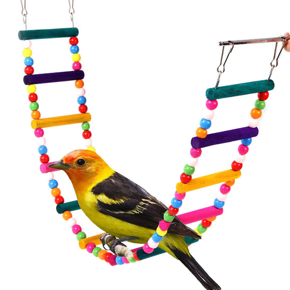 Escalera de Cuentas de Madera Giratoria con Loro Colorido