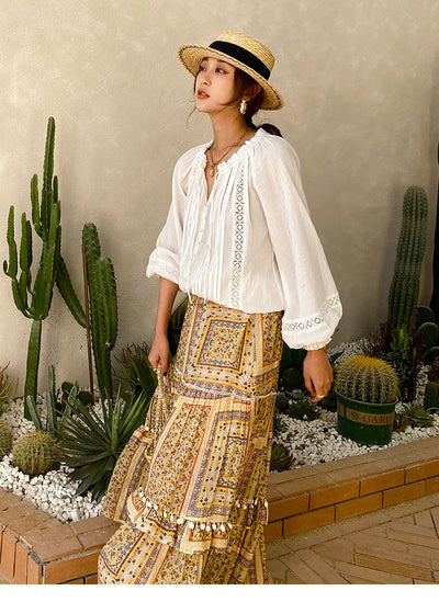 Blusa Blanca de Manga Larga Estilo Francés para Mujer - Image 10