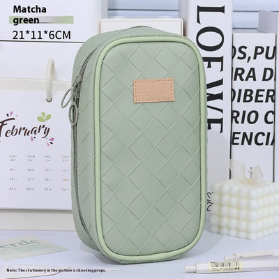 Estuche Escolar Tejido con Diseño Cuadros Diamante - Gran Capacidad - Image 9