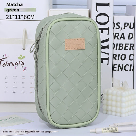 Estuche Escolar Tejido con Diseño Cuadros Diamante - Gran Capacidad - Image 9