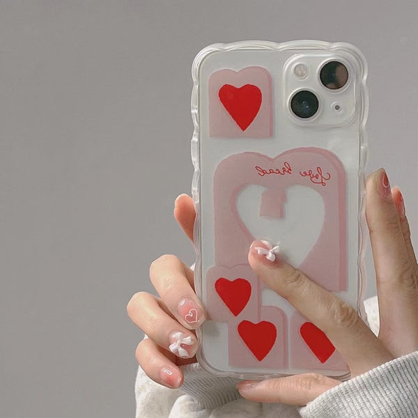 Funda de Celular Corazón Hueco con Encaje para Niñas