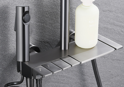 Conjunto de Ducha Gris Acero con Botones de Cuatro Velocidades - Image 15