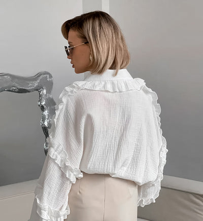 Blusa Larga de Encaje Suelta con Manga Larga para Mujer - Image 19