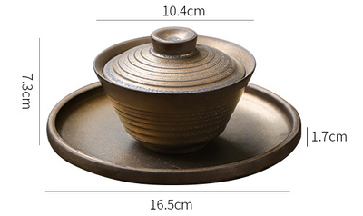 Juego de Té Gaiwan Antiguo Dorado - Tetera Kung Fu con Taza de Porcelana - Image 6