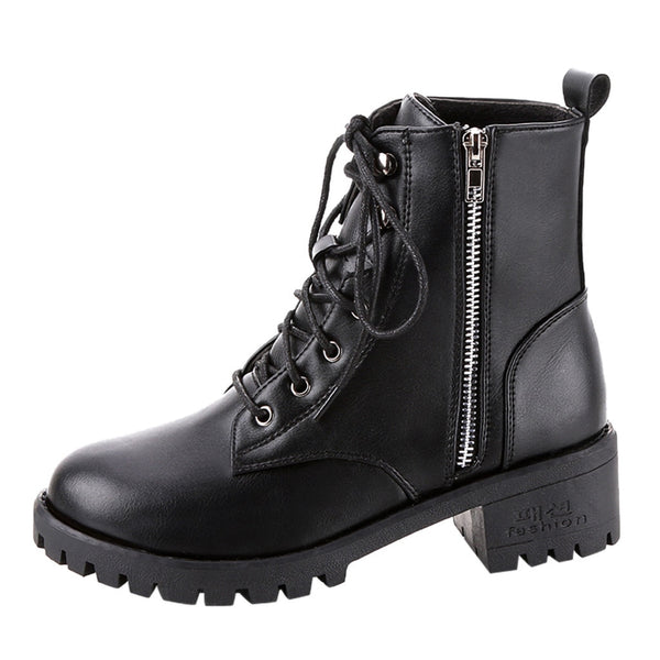 Botas de Combate Vintage para Mujer - Estilo Otoñal