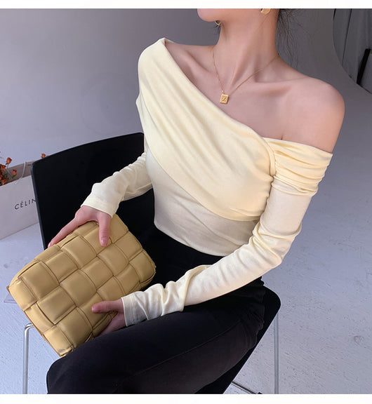 Blusa Asimétrica Ajustada de Otoño - Diseño Irregular Minimalista - Image 7
