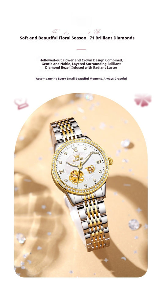 Reloj Mecánico Hueco para Mujer Acero Inoxidable Resistente al Agua - Image 12