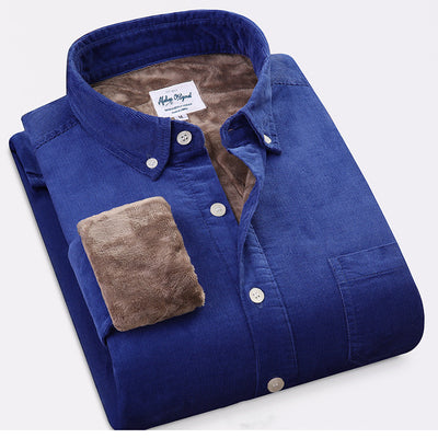 Camisa de Pana de Algodón Puro Cálida de Manga Larga para Hombre - Image 10