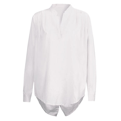 Camiseta Casual de Cuello V y Manga Larga Color Sólido - Image 9