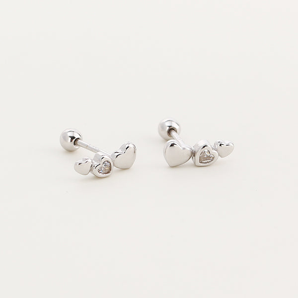 Aretes de Plata S925 Corazón Pequeño con Cierre de Rosca para Mujer - Image 6