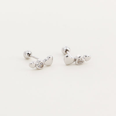 Aretes de Plata S925 Corazón Pequeño con Cierre de Rosca para Mujer - Image 6