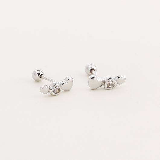 Aretes de Plata S925 Corazón Pequeño con Cierre de Rosca para Mujer - Image 6